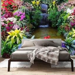 3D Wall Sticker Window Waterfall in The Garden/ Decal/ Mural/ Mural Sticker/ Self-Adhesive Wallpaper - thumbnail 3
