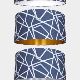 Blue Abstract Geometric Lampshade With Gold Silver Or White Lining, 20cm To 50cm ?? For Ceiling Lamp Base Handmade By Vivid Shades - thumbnail 2
