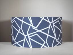 Blue Abstract Geometric Lampshade With Gold Silver Or White Lining, 20cm To 50cm ?? For Ceiling Lamp Base Handmade By Vivid Shades - thumbnail 1
