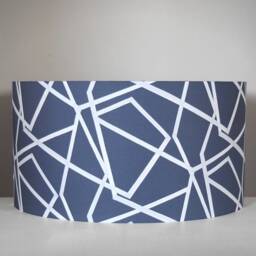 Blue Abstract Geometric Lampshade With Gold Silver Or White Lining, 20cm To 50cm ?? For Ceiling Lamp Base Handmade By Vivid Shades - thumbnail 3