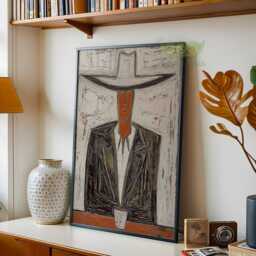 Abstract Western Cowboy Wall Art, Modern Print, Contemporary Southwest Artwork, Rustic Poster, Faceless Ranch Painting - thumbnail 2