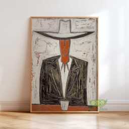 Abstract Western Cowboy Wall Art, Modern Print, Contemporary Southwest Artwork, Rustic Poster, Faceless Ranch Painting - thumbnail 1