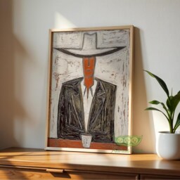 Abstract Western Cowboy Wall Art, Modern Print, Contemporary Southwest Artwork, Rustic Poster, Faceless Ranch Painting - thumbnail 3