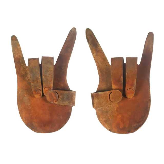 Rock On Hands Metal Wall Decor - Set Of 2 - Free Shipping in Us