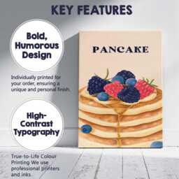 Mixed Berry Maple Syrup Pancake Breakfast Illustration Canvas Wall Art Print Decor Picture Ready To Hang - thumbnail 2