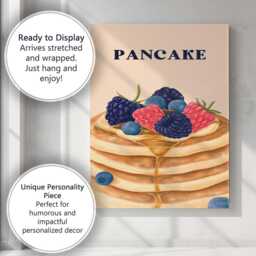 Mixed Berry Maple Syrup Pancake Breakfast Illustration Canvas Wall Art Print Decor Picture Ready To Hang - thumbnail 3