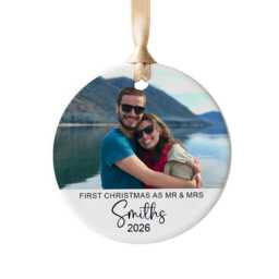 Personalized First Christmas Married Ornament - Custom Mr & Mrs Wedding Photo Keepsake For Couples Xmas Tree Decoration Wife Husband - thumbnail 2