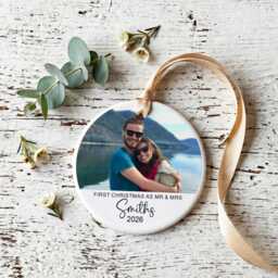 Personalized First Christmas Married Ornament - Custom Mr & Mrs Wedding Photo Keepsake For Couples Xmas Tree Decoration Wife Husband - thumbnail 3