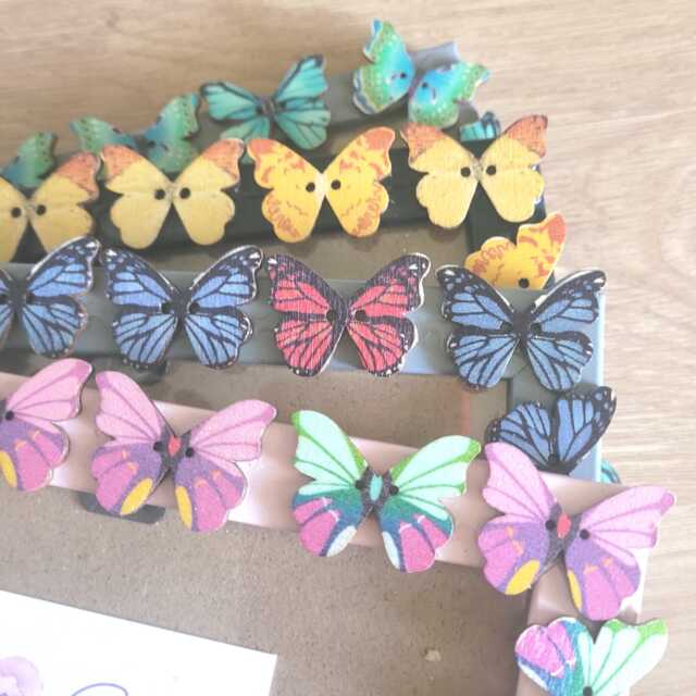 Colourful Wooden Butterfly Button Photo Frame 4 X 6 Inches - image 1
