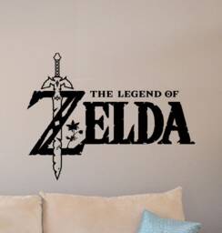 Zelda Wall Decal Master Sword Poster Video Game Gamer Room Sign Kids Gaming Decor Vinyl Sticker Playroom Art 9-09 - thumbnail 1