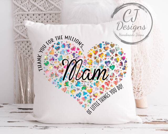 Mam Heart Design Cushion - Thank You For All The Millions Of Little Things Do White Super Soft Home Decor - image 1