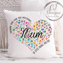 Mam Heart Design Cushion - Thank You For All The Millions Of Little Things Do White Super Soft Home Decor - thumbnail 2