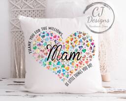 Mam Heart Design Cushion - Thank You For All The Millions Of Little Things Do White Super Soft Home Decor - thumbnail 1