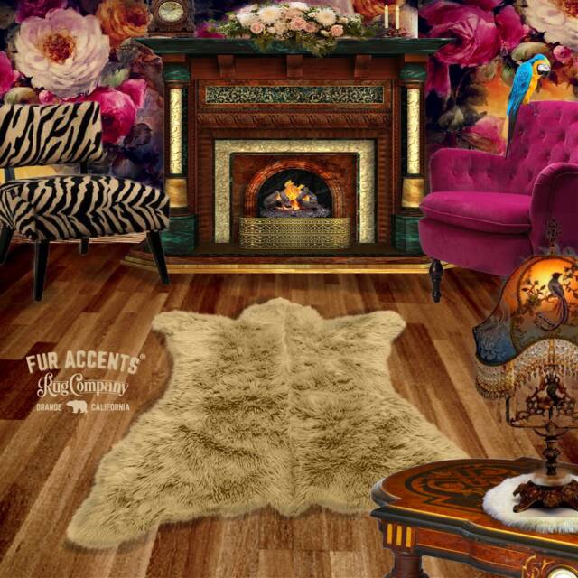 Faux Fur Bear Pelt Rug - Shaggy Sheepskin Throw, Designer Accent - image 1