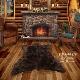 Faux Fur Bear Pelt Rug - Shaggy Sheepskin Throw, Designer Accent - thumbnail 3