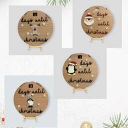 Wooden Christmas Countdown Plaque- Rotating Advent Calendar- Rustic Hanging Sign- Santa, Reindeer, Penguin & Gonk Design - thumbnail 4