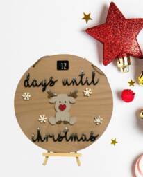 Wooden Christmas Countdown Plaque- Rotating Advent Calendar- Rustic Hanging Sign- Santa, Reindeer, Penguin & Gonk Design - thumbnail 1