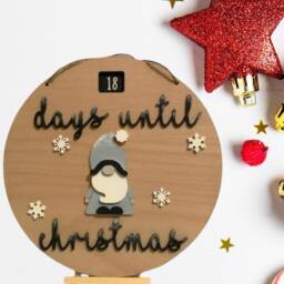 Wooden Christmas Countdown Plaque- Rotating Advent Calendar- Rustic Hanging Sign- Santa, Reindeer, Penguin & Gonk Design - thumbnail 2