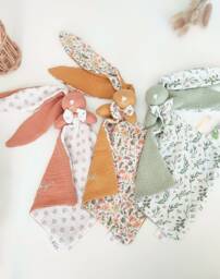 Personalized Bunny Comforter With Large Ears, Embroidered Name - Pacifier Clip Cotton Gauze Muslin Baby Gift Idea For A Boy Or Girl
