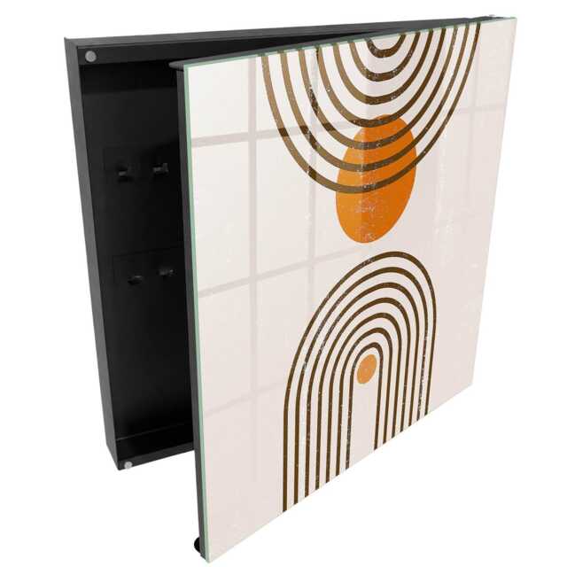 Retro Geometry Wall Mounted Key Cabinet, Brown Box For Wall, Abstraction, Lovers Of Style - image 1