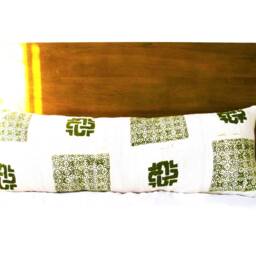 Olive Green African Mud Cloth Lumbar Pillow Cover - 14x40 Boho Linen - thumbnail 2
