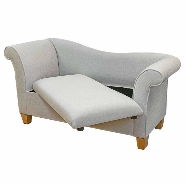 Handmade Storage Chaise Sofa - Ottoman Accent Chair Aquaclean Tenby Natural Fabric British Custom Made - image 1