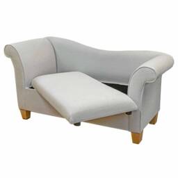 Handmade Storage Chaise Sofa - Ottoman Accent Chair Aquaclean Tenby Natural Fabric British Custom Made - thumbnail 1