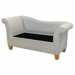 Handmade Storage Chaise Sofa - Ottoman Accent Chair Aquaclean Tenby Natural Fabric British Custom Made - thumbnail 3