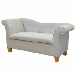 Handmade Storage Chaise Sofa - Ottoman Accent Chair Aquaclean Tenby Natural Fabric British Custom Made - thumbnail 2