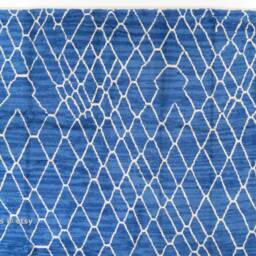 Hand Knotted Blue Beni Ourain Rug Moroccan Wool Atlas Design - thumbnail 3