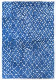 Hand Knotted Blue Beni Ourain Rug Moroccan Wool Atlas Design - thumbnail 1