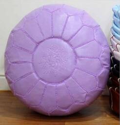Premium Genuine Leather Moroccan Pouf Pouffe - Lilac