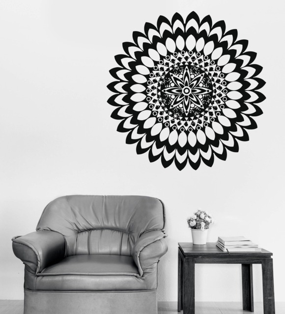 Wall Art Mural Mandala Floral Ornament Circle Meditation Buddhism Yoga Studio Decal - #2438Dn - image 1
