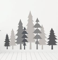 Pine Forest Woodland Tree Wall Decals For Kids - thumbnail 1