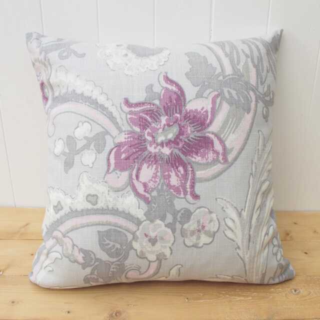 Laura Ashley Baroque Cushion Purple Floral Linen, Handmade - image 1