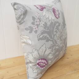 Laura Ashley Baroque Cushion Purple Floral Linen, Handmade - thumbnail 3