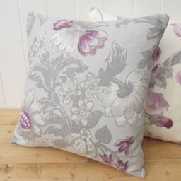 Laura Ashley Baroque Cushion Purple Floral Linen, Handmade - thumbnail 2
