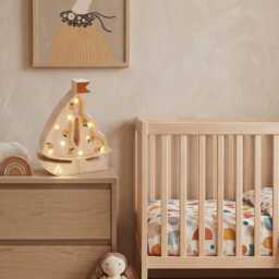 Sailboat Night Light For Kids, Wooden Boat Lamp, Led Nursery Decor, Pine Wood Table Handmade Baby Room Light, Toddler Bedside Lamp - thumbnail 2