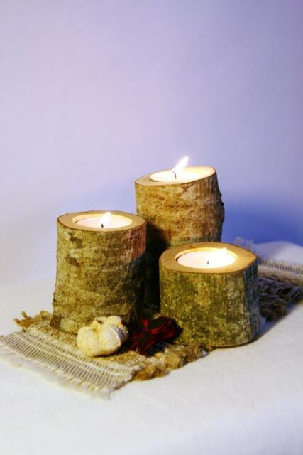 Log Candle Holder, Rustic Wood Tealight Wooden Home Decor, Wedding Woodland Baby - image 1