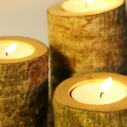 Log Candle Holder, Rustic Wood Tealight Wooden Home Decor, Wedding Woodland Baby - thumbnail 3
