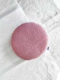 Dusty Pink Boucle Round Pillow, Soft Textured Throw Cozy Accent Cushion - thumbnail 1