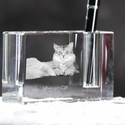 Siberian Cat , Crystal Pen Holder With Cat, Souvenir, Decoration, Limited Edition, Collection - thumbnail 3