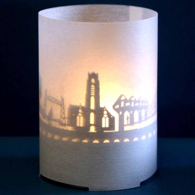 Rotterdam Skyline Gift Tube Shadow Play - Unique Candle For Beautiful Display Ideal Souvenir Fans - image 1