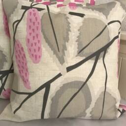 1x Country Style Cushion Cover Pillow Pink/Taupe 50x50cm - thumbnail 3