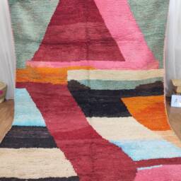 Custom Boujad Wool Rug - Authentic Moroccan Carpet, Abstract Multicolored Design - thumbnail 3
