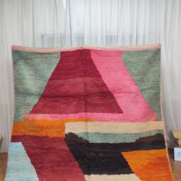 Custom Boujad Wool Rug - Authentic Moroccan Carpet, Abstract Multicolored Design - thumbnail 2