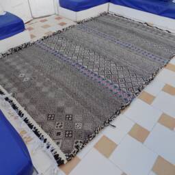 Beni Ourain Hanbel Rug Moroccan Flatwoven Wool Berber Carpet - thumbnail 2