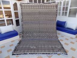 Beni Ourain Hanbel Rug Moroccan Flatwoven Wool Berber Carpet - thumbnail 1