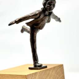 Boy Wants To Fly Bronze Sculpture With Wooden Base - thumbnail 4