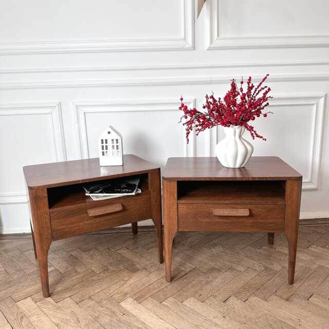 Wooden Night Stands, Bedside Table, Mid Century Style Nightstand With Drawer, Modern Side Bedroom Furniture - Us Duties Prepaid - image 1